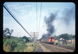 Boston & Maine B&M Waverley, MA Steam Scene Original RB Kodachrome Slide - Picture 1 of 1