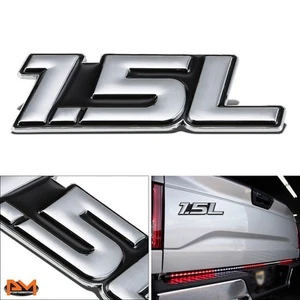 "1.5L" Polished Metal 3D Decal Silver&Black Emblem For Chevrolet/Honda/Mini - Picture 1 of 2