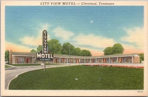 Tarjeta postal c1950 Cleveland, Tennessee CITY VIEW MOTEL lino en carretera/sin usar - Imagen 1 de 2