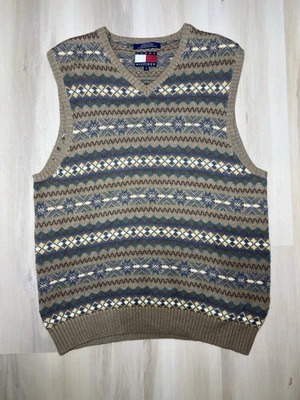 Tommy Hilfiger Hombre Verde Navidad Cuello en V Suéter Chaleco Algodón Talla Grande Foto 1 de 4