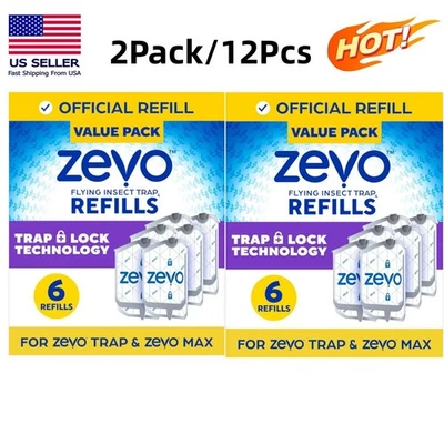 2Pack Zevo Flying Insect Trap Refill Cartridges Easy to Use (6 Refill Cartridges - Image 1 of 4