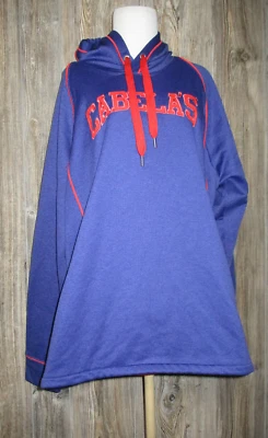 Cabelas Blue Red Pullover Hoodie Hooded Sweatshirt Womens Size 2XL Poly Spandex - Image 1 of 4