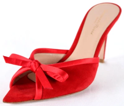 Sandalias de tacón GIANVITO ROSSI Candy Apple rojo gamuza y detalle de lazo satinado IZZY 37 Foto 1 de 4