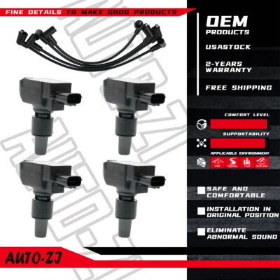 4X Ignition Coil & Spark Plug Wire Set For 2004-2008 Mazda RX-8 RX8 1.3L UF501 - Image 1 of 4