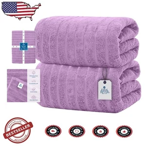 Luxury Jumbo Bath Sheets Set – 550 GSM Cotton Towels, 35x70 Inches, Lavender - Picture 1 of 10