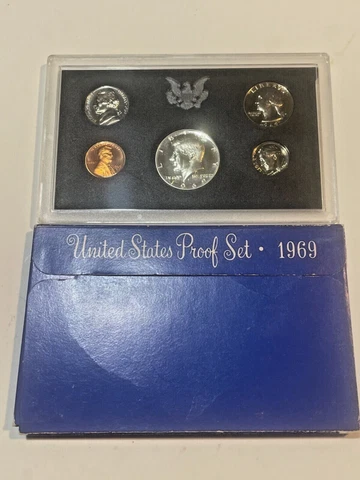 1969-S US MINT 5-COIN PROOF SET + ORIGINAL BOX, INCLUDES 40% SILVER KENNEDY HALF Cover