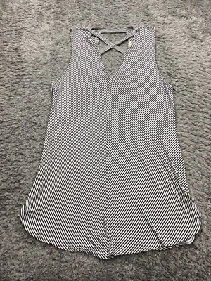 Топ сопрано женщин XL черный белый в полоску без рукавов Flowy крест-накрест блузка - Изображение 1 из 4