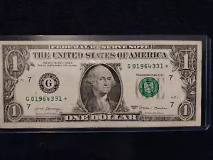 Billete estrella de $1 error de tinta pesado 1964 serie de cumpleaños # anverso/frente 2017 - Imagen 1 de 7