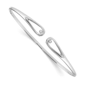 925 Sterling Silver Diamond Bangle Bracelet - Picture 1 of 12