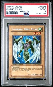 YUGIOH Elemental Hero Collection Avian EHC1-EN001 PSA 2 Secret Rare - Picture 1 of 2