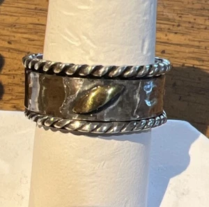 Sterling Silber, Gold, Spinner Ring breites Band Größe 8 - Bild 1 von 6