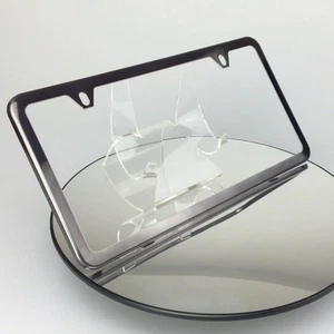 Powder Coate Black Chrome Stainless Steel License Plate 2 Hole Slim Frame Holder - Bild 1 von 9