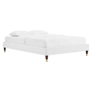Harlow King Performance Velvet Platform Bed Frame - Picture 1 of 7