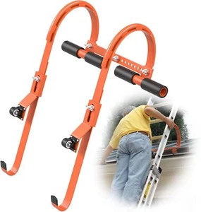Toovem 2 Pack Ladder Roof Hook Rubber Grip w/ Wheels Steel Ladder Stabilizer - Picture 1 of 8
