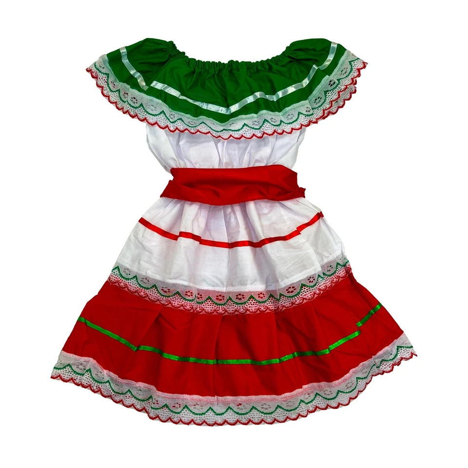 Childs Cinco de Mayo Fiesta Mexican Heritage Dress Girls Halloween Costume S-XL - Image 1 of 1