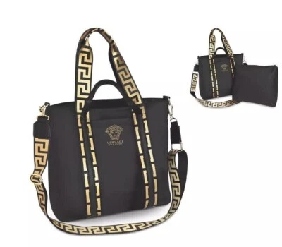 Versace Bag Black Tote Shoulder Purse Perfume Promo 2pc Bag New - Image 1 of 4