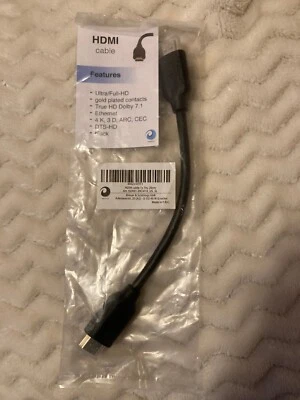 HDMI Male, V7 Black Video Cable Display,  7", 4K, 3D, ARC, CEC . accept offers - Image 1 of 2