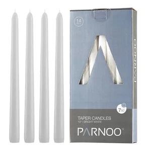 Weiße Spitzkerzen - 14er Set tropffreie Kerzen - 10 Zoll hoch, 3/4 Zoll dick - Bild 1 von 2