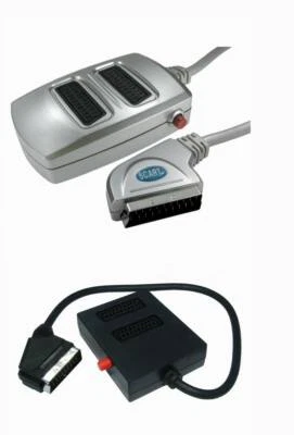 2 Way TV Scart Splitter Adaptor Switch Box Connect 2 Devices To 1 TV Switchable - Image 1 of 3