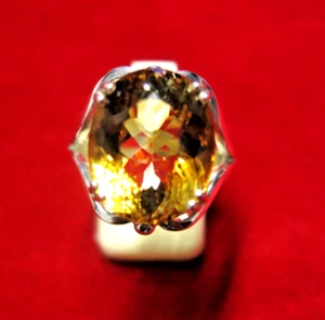 FASCINANTE Anillo Grande Citrino Natural Plata de Ley 925 Ovalado 5ct Talla 9.5 - Imagen 1 de 9
