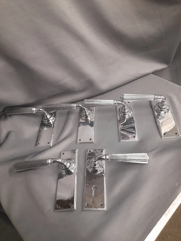 JIM LAWRENCE 6 REEDED DOOR HANDLES IN CHROME RECLAIMED Cover
