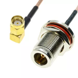 Lote de conectores de tuerca hembra RPSMA macho ángulo recto a tipo N cable coaxial RF RG316 - Imagen 1 de 4