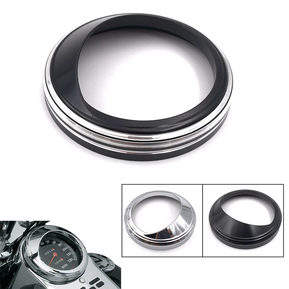 Velocímetro negro CNC 5" Speedo Trim Ring Viseras para Harley para Touring para carretera Foto 1 de 4