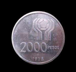 ARGENTINA 2000 PESOS 1978 WORLD FOOTBALL SILVER UNC KM 79 #6455# - Picture 1 of 2