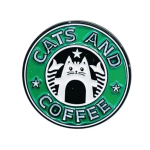Cats and Coffee Starbucks Logo Emaille Pin - Bild 1 von 2