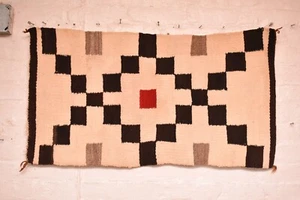 Antico tappeto Navajo nativi americani indiani tessitura tessuto di transizione 36x20 vintage - Foto 1 di 9