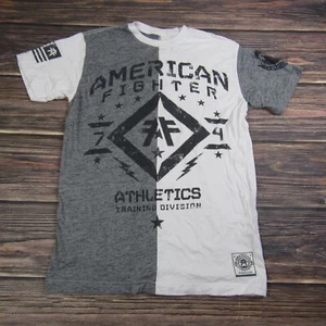 American Fighter Mens Medium Training T Shirt UFC MMA Gym Workout Gray White - Picture 1 of 6