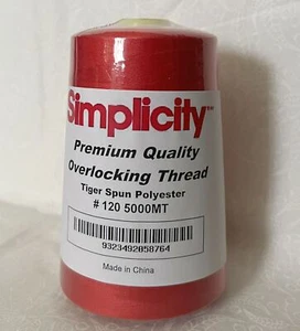RED Simplicity Overlocker / Sewing Thread 5000m, 100% Spun Polyester - Imagen 1 de 2