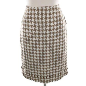 Allen By Allen Schwartz Womens Gold Cream Houndstooth Pencil Skirt Size 10 New - Picture 1 of 14