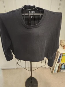 Victoria's Sport halb geschnittener schwarzer Damenpullover mit Rundhalsausschnitt Größe Large - Bild 1 von 8