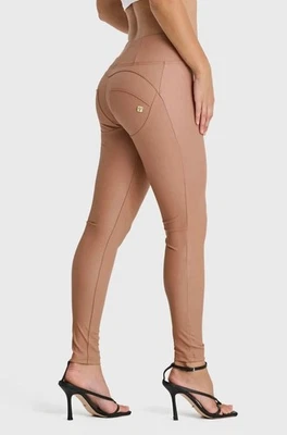 Freddy Jeans WRUP Pants faux leather high waisted zip Full Length Mocha XL EUC  - Image 1 of 4