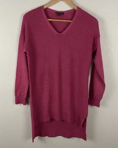 Eileen Fisher Womens XS Pink 100% Wool Knit V-Neck Tunic Sweater - Picture 1 of 4