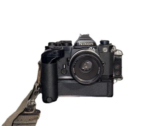 Nikon FM 35mm SLR Film Camera With MD-12 Motor Drive UNTESTED - Picture 1 of 6