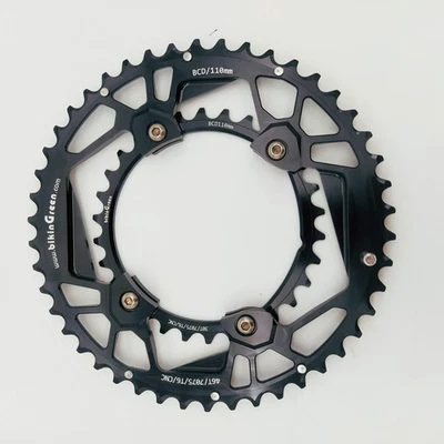 bikinGreen CNC Chainring 46/30T FoR Shimano 4 Arm 10-12 Spd Road Cyclocross Tour - Image 1 of 4