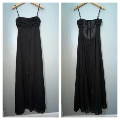 Onyx Nite Size 8 Babydoll Black Metallic Prom Dress Fairy Y2K Whimsigoth HOCO - Image 1 of 4