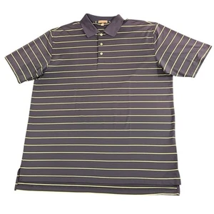 Peter Millar Summer Comfort Polo Men's XXL Steel Blue Green Stripe Off Set Hem - Picture 1 of 7