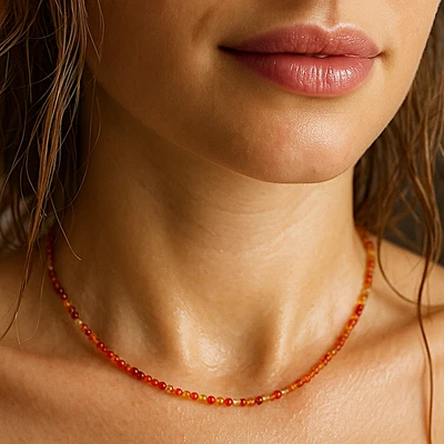 Gargantilla naranja cornalina facetada 2 mm cuentas curación delicado collar en capas regalo Foto 1 de 4
