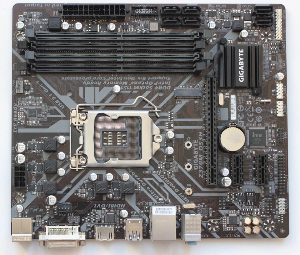 GIGABYTE Z370M DS3H LGA1151 DDR4 MOTHERBOARD - I/O SHIELD - TESTED - Image 1 of 3