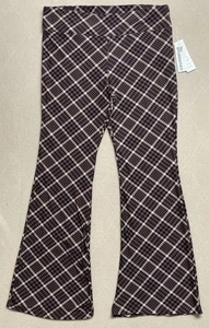 NWT No Boundaries Fit & Flare Lags Pant Size XL 16-18 Brown Plaid Stretch Pullon - Picture 1 of 14