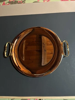 Vtg KROMEX 13" Round Chrome Serving Platter Ornate Gold Tone Handles Japan - Image 1 of 4