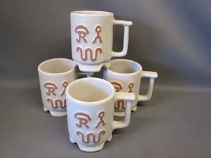 Set 4 FRANKOMA Keramik weiß Rinder Marken Ranch Western King KAFFEETASSEN - Bild 1 von 7