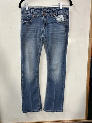 Pantalones de mezclilla elásticos Myth Of Jade para mujer azules bootcut lavado medio talla 6 tiro bajo Foto 1 de 4