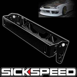LICENSE PLATE TILT RELOCATION BRACKET FRONT BUMPER MOUNT HOLDER BLACK P6 - Picture 1 of 1