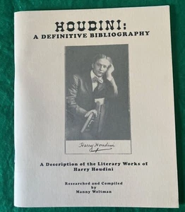 HOUDINI Bibliography compiled by MANNY WELTMAN (1991) 38 page booklet - Picture 1 of 3