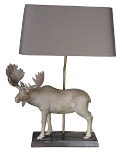 Table Lamp Alpine Hut Reindeer Figurine Cottage Lamp Bedside Lamp Alps - Picture 1 of 5