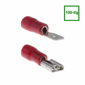 100pcs Flat Male & Sleeves 2.8mm Red Male Connector Cable Shoe 0.5-1.5mm2 - Picture 1 of 4